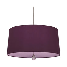 Load image into Gallery viewer, Williamsburg Custis Pendant Light in Polished Nickel/Greenhow Grape/Ludwell Lilac Lining.