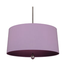 Load image into Gallery viewer, Williamsburg Custis Pendant Light in Polished Nickel/Ludwell Lilac/Greenhow Grape Lining.