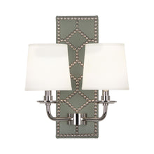 Load image into Gallery viewer, Williamsburg Lightfoot Wall Light in Carter Gray/Polished Nickel.