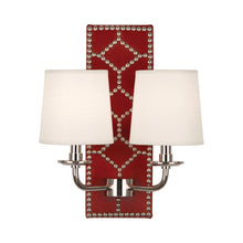 Load image into Gallery viewer, Williamsburg Lightfoot Wall Light in Dragons Blood/Polished Nickel.