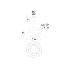Load image into Gallery viewer, Rockabilly LED Pendant Light - line drawing.