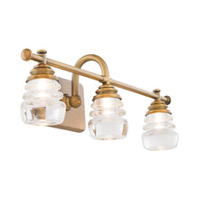 Load image into Gallery viewer, Rondelle LED Bath Wall Light in Aged Brass/3-Light.