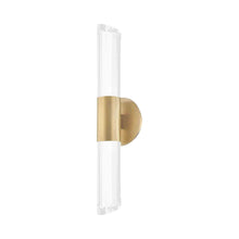 Load image into Gallery viewer, Rowe Double LED Wall Light in Aged Brass.