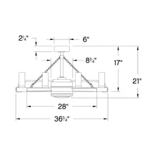Load image into Gallery viewer, Sawyer LED Ceiling Fan - line drawing.