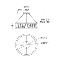 Load image into Gallery viewer, Corinth LED Pendant Light - line drawing.