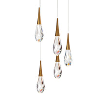 Load image into Gallery viewer, Hibiscus LED Multi Light Pendant Light in Aged Brass (5-Light).