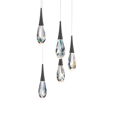 Load image into Gallery viewer, Hibiscus LED Multi Light Pendant Light in Black (5-Light).
