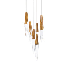Load image into Gallery viewer, Kindjal LED Multi Light Pendant Light in Aged Brass (9-Light).