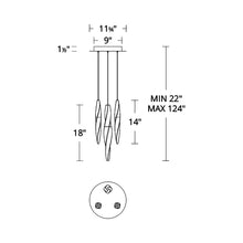 Load image into Gallery viewer, Kindjal LED Multi Light Pendant Light - line drawing.