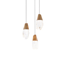 Load image into Gallery viewer, Martini LED Multi Light Pendant Light in Aged Brass/Heritage Optic Haze Crystal (3-Light).