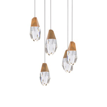 Load image into Gallery viewer, Martini LED Multi Light Pendant Light in Aged Brass/Clear Optic Crystal (5-Light).