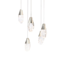 Load image into Gallery viewer, Martini LED Multi Light Pendant Light in Polished Nickel/Heritage Optic Haze Crystal (5-Light).