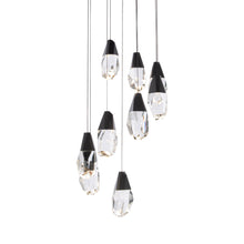 Load image into Gallery viewer, Martini LED Multi Light Pendant Light in Black/Clear Optic Crystal (9-Light).