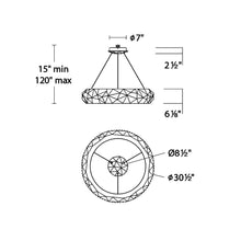 Load image into Gallery viewer, Mosaic LED Pendant Light - line drawing.