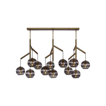 Load image into Gallery viewer, Sedona Triple Chandelier in Aged Brass/Transparent Smoke.