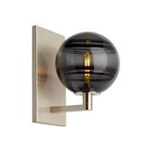 Load image into Gallery viewer, Sedona Wall Light in Transparent Smoke/Satin Nickel/Incandescent.