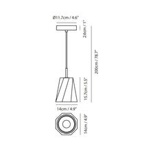 Load image into Gallery viewer, Castle Swing Pendant Light - line drawing.