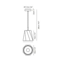 Load image into Gallery viewer, Castle Swing Pendant Light - line drawing.