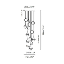 Load image into Gallery viewer, Dora LED Multi Light Pendant Light - line drawing.