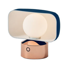 Load image into Gallery viewer, Hoodie LED Cordless Table Lamp in Navy Blue/Shiny Copper.