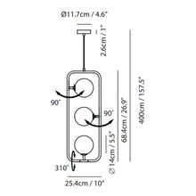 Load image into Gallery viewer, Sircle LED Vertical Pendant Light - line drawing.