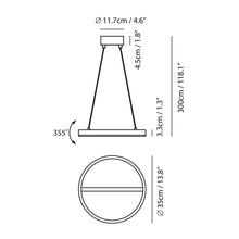 Load image into Gallery viewer, SOL LED Pendant Light - line drawing.