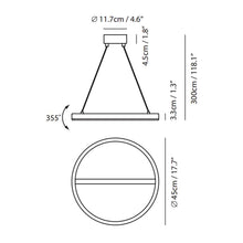 Load image into Gallery viewer, SOL LED Pendant Light - line drawing.