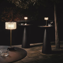 Load image into Gallery viewer, Accordeon Battery LED Table Lamp in Outdoor Area.