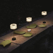 Load image into Gallery viewer, Accordeon Battery LED Table Lamp in Outdoor Area.