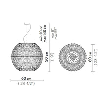 Load image into Gallery viewer, Charlotte Globe LED Pendant Light - line drawing.