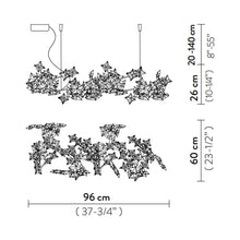 Load image into Gallery viewer, Hanami LED Linear Suspension Light - line drawing.