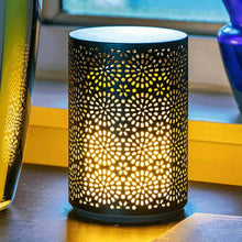Load image into Gallery viewer, Dancing Flame Outdoor LED Table Lamp in Matte Black.