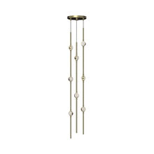 Load image into Gallery viewer, Constellation® Andromeda Round LED Pendant Light in Satin Brass/Clear (8-Light).