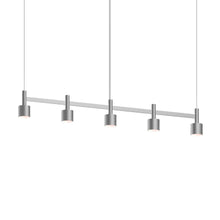 Load image into Gallery viewer, Systema Staccato™ LED Multi Light Pendant Light in Bright Satin Aluminum (5-Light/Drum Shade).