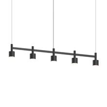 Load image into Gallery viewer, Systema Staccato™ LED Multi Light Pendant Light in Satin Black (5-Light/Drum Shade).