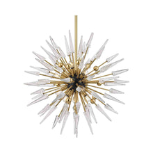 Load image into Gallery viewer, Sparta Chandelier in 12-Light/Aged Brass/Clear.