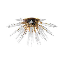 Load image into Gallery viewer, Sparta Semi-Flush Mount Ceiling Light in Aged Brass/Clear.