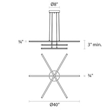 Load image into Gallery viewer, Stix LED Pendant Light - line drawing.