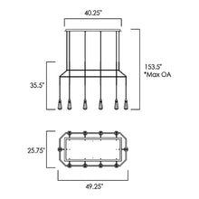 Load image into Gallery viewer, 10 Carat LED Rectangular Chandelier - line drawing.
