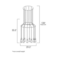 Load image into Gallery viewer, 10 Carat LED Round Chandelier - line drawing.