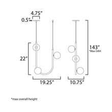Load image into Gallery viewer, Contour LED Pendant Light - line drawing.