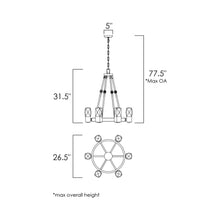 Load image into Gallery viewer, Empire LED Chandelier - line drawing.