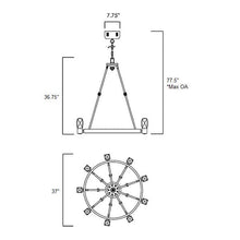 Load image into Gallery viewer, Empire LED Chandelier - line drawing.