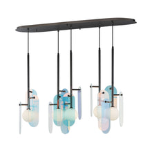 Load image into Gallery viewer, Megalith LED Multi Light Pendant Light in Dichroic Glass/Gunmetal.