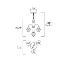 Load image into Gallery viewer, Wilshire LED Chandelier - line drawing.