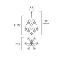 Load image into Gallery viewer, Wilshire LED Chandelier - line drawing.