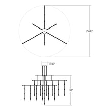 Load image into Gallery viewer, Suspenders® 4-Tier Tri-Bar LED Pendant Light - line drawing.
