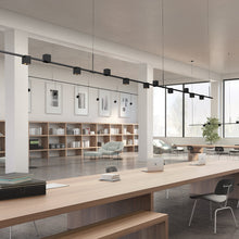 Load image into Gallery viewer, Suspenders® In-Line Linear LED Pendant Light in office.