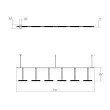 Load image into Gallery viewer, Suspenders® In-Line Linear LED Pendant Light - line drawing.