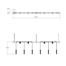 Load image into Gallery viewer, Suspenders® In-Line Linear LED Pendant Light - line drawing.